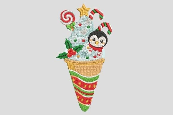 Christmas Ice Cream Cone with Snow Embroidery Review