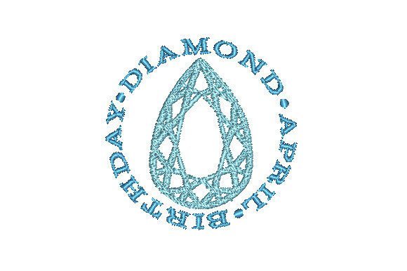 Diamond Faceted Pear April Birthday Embroidery