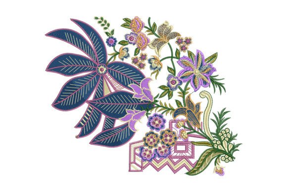 Flowers with Palm Tree Leaves Embroidery Review