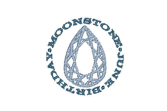Moonstone Faceted Pear June Birthday Embroidery