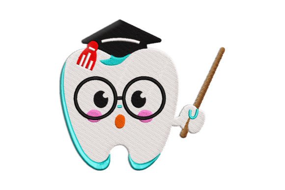 Tooth with Graduation Cap Embroidery Review